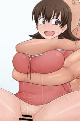 1girls azumanga_daiou big_breasts busty cum cum_in_pussy cum_in_pussy cum_inside female_focus from_behind_position large_breasts oliver11020 rape sweat sweatdrop tomo_takino vaginal_penetration vaginal_sex