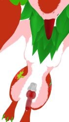 anthro breasts food fruit gynomorph hi_res intersex knot male multicolored_body plant solo strawberry tongue tongue_out wickerbeast