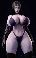 1girls 3d alien alien_humanoid armwear belly_button bikini_top blender_(software) body_markings breasts female female_only huge_breasts humanoid large_breasts legwear lipstick long_hair mass_effect quarian small_bikini snoopz solo standing tali'zorah_nar_rayya thighs