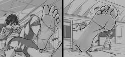 female foot_fetish foot_focus foot_growth giantess giantess_growth growing growth homer-rier larger_female larger_female_smaller_male male no_color room_filling smaller_male tagme wardrobe_malfunction women