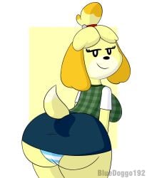 animal_crossing anthro ass canid canine canis clothed clothing female fur furry furry_only isabelle_(animal_crossing) loonynub nintendo panty solo tail