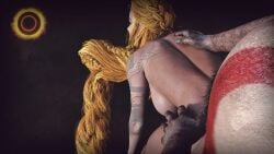 1boy 1girls 3d 3d_(artwork) aesir_(norse_mythology) artist_request back_view big_breasts blonde_hair blue_eyes braided_hair breasts circle_button female female_focus gameplay_mechanics god_of_war god_of_war_ragnarok goddess greek_mythology hairy_male indoors kratos long_hair looking_away milf mother mythology naked naked_female navel nipples norse_mythology nude nude_female santa_monica_studio side_view sif_(god_of_war) sony_corporation sony_interactive_entertainment tattoo tattooed_arm tattoos thick_thighs thighs viewed_from_above viewed_from_side