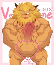 anthro balls bandai_namco digimon digimon_(species) ear_piercing felid genitals hi_res kenzofong leomon lion male male_only mammal muscular muscular_anthro muscular_male nipple_piercing nipples pantherine penis piercing solo vein veiny_penis