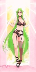 1girls female female_only green_hair kid_icarus long_hair looking_at_viewer nintendo palutena soft_sizzle solo white_skin