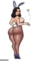 1girls aqua_eyes ass big_ass big_breasts big_butt bimbo bimbo_body bioshock bioshock_infinite black_hair bubble_ass bubble_butt bunny_ears bunny_tail bunnysuit butt cigarette dat_ass elizabeth_comstock female female_only full_body heels high_heels huge_ass legs_together long_hair looking_at_viewer looking_back looking_back_at_viewer mrpotatoparty narrowed_eyes pantyhose pawg rear_view red_lipstick shoes smoking solo thick_ass thick_thighs video_games white_background wrist_cuffs