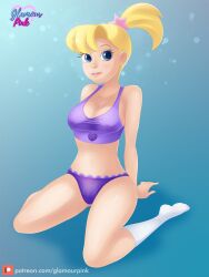 blonde_hair blue_eyes female glamourpink kneeling lingerie ponytail solo straight_hair the_fairly_oddparents veronica_star