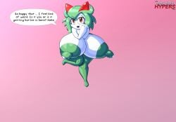 big_breasts breast_expansion breasts emillie_(zanbonsen) female huge_breasts kirlia pokemon pokemon_(species) thick_thighs topless wide_hips zanbonsen