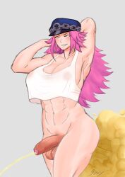 balls big_breasts breasts capcom erection fart fart_cloud fart_fetish farting final_fight futanari nipples_visible_through_clothing peeing penis pink_hair poison_(final_fight) snobbyfoxy watersports