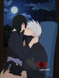 1boy1girl assistant bare_ass big_ass black_hair chair couple dark dark_room female full_moon gloves hatake_kakashi himehatake hokage kimono kimono_lift lifted_by_another male male/female moaning mole mole_under_mouth moon moonlight naruto naruto:_the_last naruto_(series) naruto_shippuden panties romantic romantic_couple shizune short_hair silver_hair sitting sitting_on_lap sitting_on_person straddling straight unmasked vest window