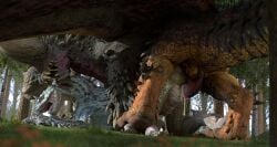 capcom cum dubious_consent feral feral_on_feral licking monster_hunter nergal_(artist) nergigante size_difference tobi-kadachi