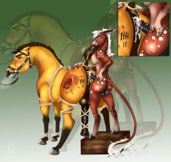 animal_genitalia anthro anthro_on_feral bondage branded breathing_heavily cum feral furry gay horse horsecock male/male penis_bondage spirit:_stallion_of_the_cimarron stallion