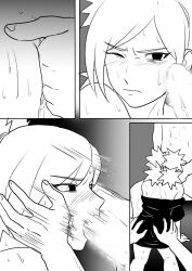 1girls 2boys artist_request bare_back bare_shoulders blowjob boruto:_naruto_next_generations disgusted faceless_male female_focus fingering fingering_partner fingering_pussy forced forced_oral group group_sex irrumatio kimono kimono_down long_hair male/male/female mature mature_female milf mmf mmf_threesome monochrome multiple_boys naruto naruto_(series) no_bra no_panties oral oral_sex quad_tails sweat sweatdrop temari