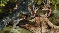 3d animated capcom duo fellatio feral feral_on_feral gay licking low_res lowres male/male male_only monster_hunter nicobay_(artist) no_sound rathalos sex tagme tobi-kadachi video yaoi