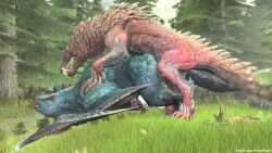 3d all_fours animated capcom feral feral_on_feral gay growling low_res lowres male/male male_only monster_hunter nargacuga odogaron open_mouth penis tagme video yaoi