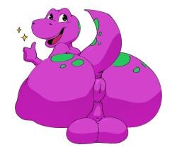 anus balls barney_and_friends barney_the_dinosaur dinosaur genitals hi_res komdog komponi male puffy_anus purple_body reptile scalie simple_background solo theropod tyrannosaurid tyrannosaurus tyrannosaurus_rex