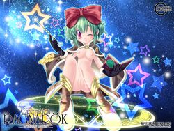 breasts censored green_hair high_wizard highres ishihara_masumi laughing magic nude ragnarok_online ribbon wallpaper