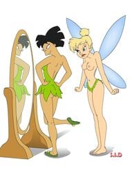 alternate_height amy_wong angry breasts cosplay crossover disney disney_fairies dress fairy female female_only futurama human looking_at_another looking_at_self mirror nipples peter_pan_(disney) s.i.d side_view standing tagme tinker_bell tinker_bell_(cosplay) topless