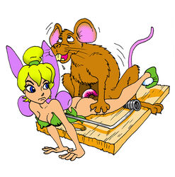 bestiality dennis_clark disney disney_fairies limp_penis penis peter_pan_(disney) prehensile_penis rape rat rat_trap restrained stuck_in_object tagme tinker_bell trapped what zoophilia