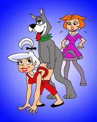 astro_the_space_mutt bent_over bestiality clothing dennis_clark dog doggy_style female feral grey_fur hanna-barbera human interspecies jane_jetson judy_jetson male nude pale_skin sex straight tagme the_jetsons zoophilia