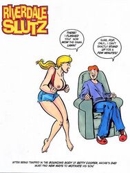 1boy 1girls adam_walters archie_andrews archie_comics betty_cooper body_swap breasts breasts_out father_and_son female flashing fred_andrews human human_only light-skinned_female light-skinned_male light_skin male presenting_breasts rule_63 straight tebra