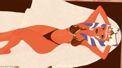 ahsoka_tano alien beach bikini breakwater_ridge clone_wars female female_only from_above hands_behind_head lying on_back orange_skin panties slave slave_ahsoka solo_female star_wars the_clone_wars:_season_four togruta