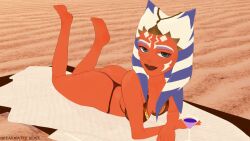 ahsoka_tano alien ass beach bikini breakwater_ridge clone_wars female female_only legs_up lying on_stomach orange_skin slave slave_ahsoka slave_bikini slave_outfit solo_female star_wars the_clone_wars:_season_four togruta