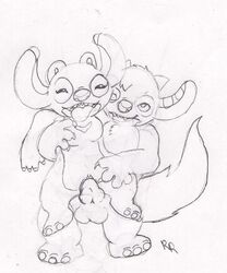 alien angel_(lilo_and_stitch) disney duo experiment_(species) female lilo_and_stitch male monochrome penis rascalraccoon rough_sketch sketch straight tagme testicles