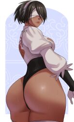 1girls android ass ass_focus back_view big_ass blindfold dark-skinned_female dark_skin dat_ass female female_only gud0c nier:_automata robot robot_girl solo tagme thick_thighs thunder_thighs wide_hips yorha_2p