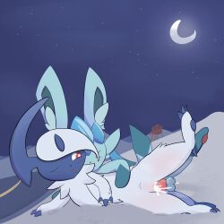 2023 absol balls blue_body blush bodily_fluids canid canine claws cum cum_inside digital_media_(artwork) duo eeveelution erection female female_penetrated feral fleesoff fur generation_3_pokemon generation_4_pokemon genital_fluids genitals glaceon hi_res male male/female male_penetrating male_penetrating_female mammal nintendo nude penetration penis pokémon_(species) pokemon pokemon_(species) pussy sex tongue vaginal_penetration white_body white_fur