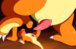 blush bodily_fluids charizard charmander claws dancingchar duo female generation_1_pokemon genitals hi_res male male/female nintendo open_mouth penis pokémon_(species) pokemon pokemon_(species) pussy sweat tail tongue tongue_out