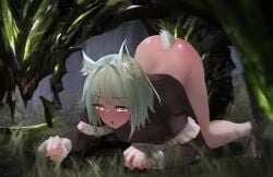 2d animal_ears animated arknights barefoot cat_tail doggy_style duo ear_tuft female feral feral_penetrating forced forest green_eyes heavy_breathing human kal'tsit_(arknights) loop lowres male male/female mo_ne mon3tr_(arknights) monster monster_rape no_legwear no_panties no_sound outside partially_clothed rape short_playtime solo_focus sweating tears video