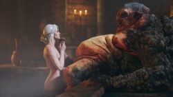 3d ciri female imminent_oral interspecies monster novigrad oral penis the_witcher_(series) troll troll_(the_witcher) witcherres