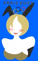 1girls blush breasts bunny_ears imskip lipstick logo no_eyes olympics paris_2024 tagme upper_body