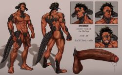 au_ra balls bara big_balls big_penis boner character_sheet erection final_fantasy final_fantasy_xiv horns huge_cock lupin_barnabi male male_only muscles muscular nude penis precum scales solo solo_male tail