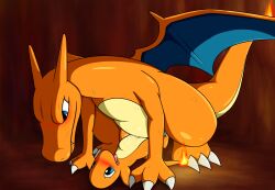 blue_eyes blush bodily_fluids charizard charmander claws cum dancingchar duo female generation_1_pokemon genital_fluids genitals hi_res male male/female nintendo open_mouth pokémon_(species) pokemon pokemon_(species) pokemon_on_pokemon sex sweat tail tongue tongue_out wings