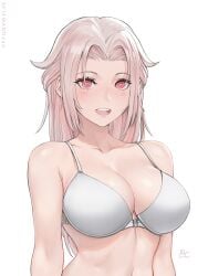 big_breasts chloe_(sciamano240) freckles hi_res looking_at_viewer mirco_cabbia oc original original_character pink_eyes pink_hair sciamano240 smile smiling smiling_at_viewer white_background white_bra white_lingerie white_underwear