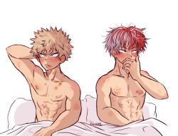 2boys after_sex bite_mark bite_marks gay katsuki_bakugou kinnme male_only my_hero_academia shouto_todoroki suggestive