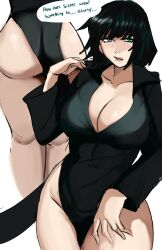 1girls absurd_res ass ass back_view bangs big_ass big_breasts big_butt breasts busty cleavage clothed clothing curvaceous curvy curvy_body curvy_female curvy_figure dark_green_hair dress english_text fat_ass female fringe front_view fubuki_(one-punch_man) green_hair highres hips hourglass_figure large_ass large_breasts legs light-skinned_female light_skin medium_hair one-punch_man puzzled_artist round_ass shiny_skin short_hair solo text thick_ass thick_thighs thighs voluptuous wide_hips