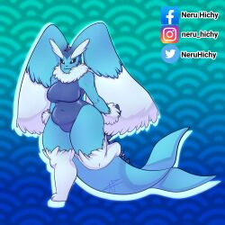 big_breasts chubby_female female_only fur fusion lopunny pokémon_(species) pokefusion pokemon pokemon_(species) vaporeon vaporunny