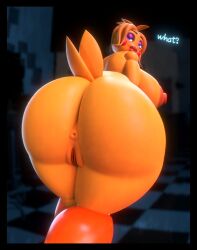 1girls 3d 3d_(artwork) ass ass_focus big_ass big_thighs five_nights_at_freddy's five_nights_at_freddy's_2 fnaf furry lips massive_ass pussy rckke rear_view solo solo_female toy_chica toy_chica_(fnaf)