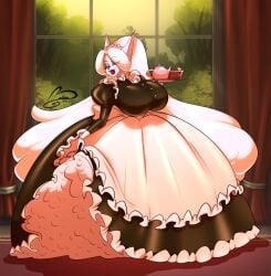 1girls anthro belise7 big_breasts breasts dress female female_only furry huge_breasts looking_at_viewer maid original original_character solo tagme