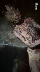 3d big_thighs blood body_horror breast cordyceps detailed_background female female_only fungus hair infected monster naughty_dog nipple nude open_mouth ribs screencap small_breasts solo sony_interactive_entertainment stalker_(the_last_of_us) teeth the_last_of_us the_last_of_us_2