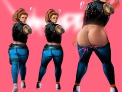 2d buttplug exposed_ass hannah_stone jaguarart jeans ponytail self_upload tagme thick_thighs wanted_dead