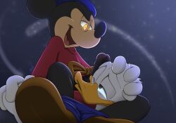 anatid anseriform anthro avian bird disney donald_duck duck duo genitals hi_res humanoid_genitalia humanoid_penis male male/male mammal mickey_mouse mickeyryona mouse murid murine penis penis_on_face rodent wizard_robe