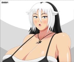 1girls 2d animated ara_ara big_breasts black_and_white_hair blue_eyes blush evov1 japanese_language lowres necklace short_playtime sound tagme video yuki_hellstrom