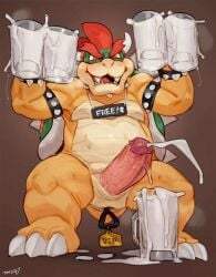 anthro bebebebebe bodily_fluids bowser buttplug cum cum_jar cumshot ejaculation gay genital_fluids genitals hair hi_res koopa male male_only mario_(series) nintendo penis plug_(sex_toy) red_hair scalie sex_toy solo solo_male