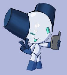 ambiguous_gender bodily_fluids cum cum_on_face genital_fluids gesture low_res machine robot robotboy robotboy_(character) solo toonyrobot v_sign