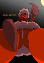 big_ass black_background black_hair demon dress full_color him him(powerpuff_girls) milf nipples powerpuff_girls pussy red_skin yuracomics