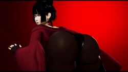 animated ass_shake avatar_the_last_airbender black_hair female fingerless_gloves large_ass mai_(avatar) nickelodeon prevence thick_thighs twerking wide_hips yellow_eyes