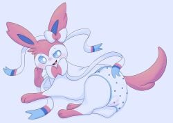 absurd_res clothing eeveelution female feral generation_6_pokemon genitals hi_res kouhaku773 lying nintendo on_back pokemon pokemon_(species) pokephilia pussy solo sylveon underwear